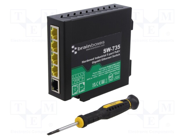 SWITCH POE ETHERNET - HALLITSEMATON - PORTTIEN LUKU: 4 - 44÷57VDC - Teollisuusverkot - SW-735 - 1