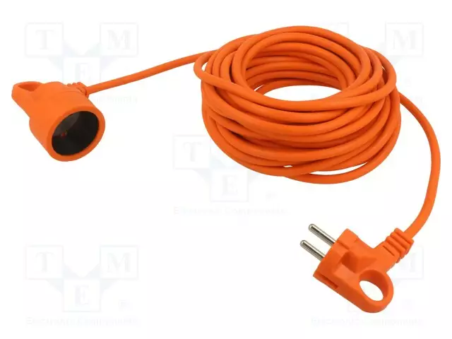 VERKKOJATKOKAAPELI - 2X1MM2 - PISTORASIAT: 1 - PVC - ORANSSI 10A - Jatkojohdot ja -haaroittimet - ACAR-M01805 - 1