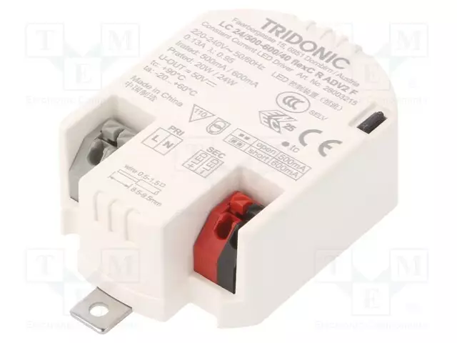 VIRTALÄHDE: IMPULSSI - LED - 24W - 24÷40VDC - 500÷600MA - 198÷264VAC - LED teholähteet - 28003215 - 1