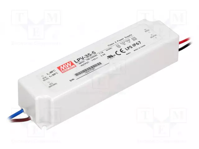 VIRTALÄHDE: IMPULSSI - LED - 30W - 5VDC - 5A - 90÷264VAC - 127÷370VDC - LED teholähteet - LPV-35-5 - 1