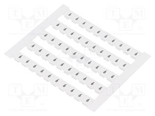 KAAPELIMERKKI - VAAKASUORA - VALKOINEN - 5MM - MERKINTÄ: 6 - Kiskoliittimet - DEK5-GW-6 - 1
