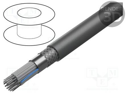 PYÖREÄ NAUHAKAAPELI - 1,27MM - CU - PO - TUMMANHARMAA - Yksiväriset nauhakaapelit - HF659-275-36 - 1