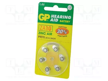 PARISTO: SINKKI-ILMA (ZNO2) - AC10,NAPPIPARISTO,R536 - 1,4V - 6KPL - Alkaliparistot - BAT-ZA10GP-B6 - 1