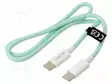 KAAPELI - USB 2.0 - USB C PISTOKE,MOLEMMIN PUOLIN - 500MM - VIHREÄ - USB kaapelit ja adapterit - CU0346 - 1