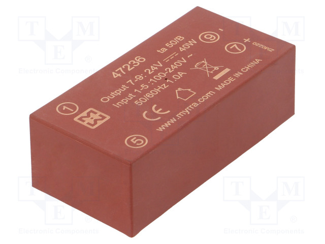 AC/DC MUUNNIN - 40W - TULOJÄNNITE 85÷265VAC,120÷370VDC - LÄHTÖJÄNNITE 24VDC - 85% - AC/DC muuntimet - MYRRA-47236 - 1