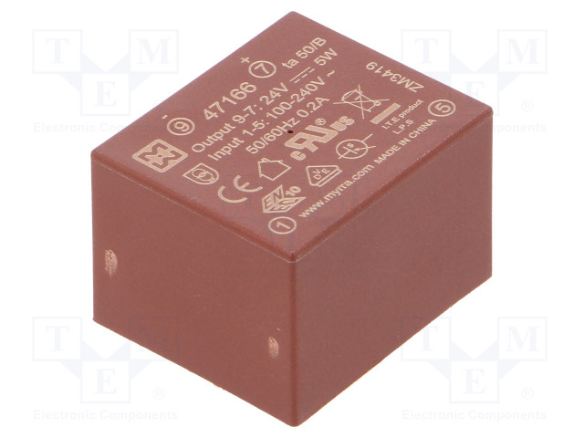 AC/DC MUUNNIN - 5W - TULOJÄNNITE 85÷265VAC,120÷370VDC - LÄHTÖJÄNNITE 24VDC - 80% - AC/DC muuntimet - MYRRA-47166 - 1