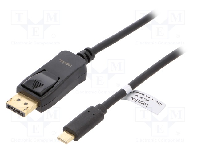 ADAPTERI - DISPLAYPORT-PISTOKE,USB C PISTOKE - 3M - MUSTA - USB kaapelit ja adapterit - UA0336 - 1