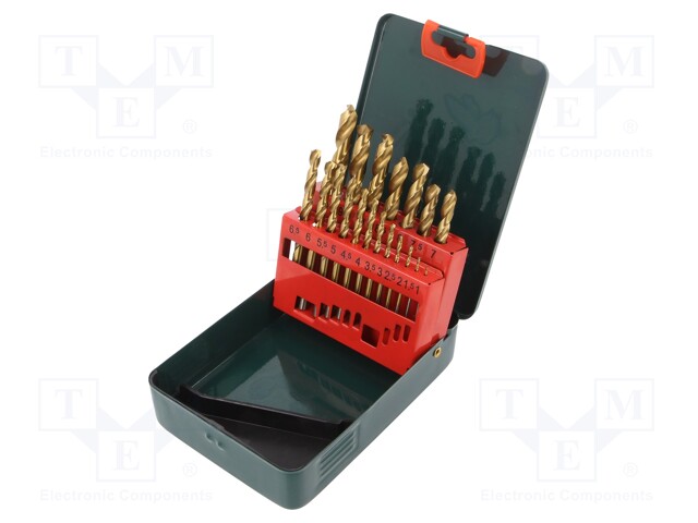 DRILL SET - FOR METAL - HIGH SPEED STEEL TIN COATED HSS-R - 19PCS. - Poranteräsarjat - MTB.627156 - 1