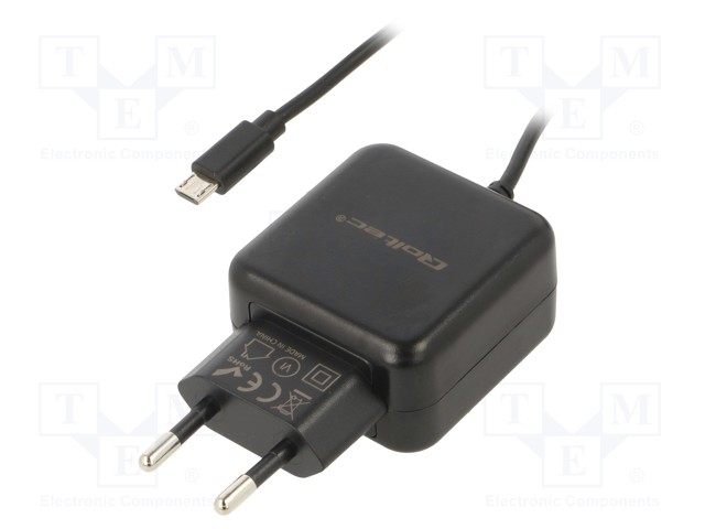 VIRTALÄHDE: IMPULSSI - 5VDC - 2,4A - 12W - LÄHTÖ: USB MICRO - Pistorasiamuuntajat - ZSI-50196 - 1