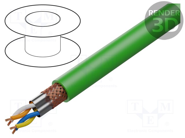 JOHTO - ETHERLINE® CAT.5E - 2X2X22AWG - 5E - CU - VIHREÄ - 6,2MM - Teollisuuden Ethernet-kaapelit - ETH-2170636 - 1