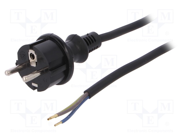 KAAPELI - 3X1MM2 - CEE 7/7 (E/F) PISTOKE,JOHDOT - KUMI - 3M - MUSTA - Tietokone- ja laitejohdot - W-97266 - 1
