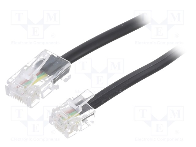 KAAPELI: PUHELIN-RJ11-PISTOKE,RJ45-PISTOKE - 6M - MUSTA - Tietokonekaapelit ja -adapterit - TEL-RJ4511-BK06 - 1