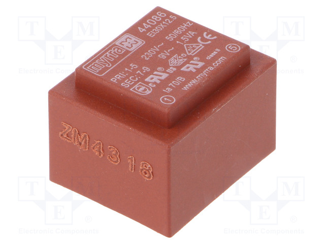 MUUNTAJA - 1,5VA - 230VAC - 9V - 167MA - PCB - Piirilevymuuntajat - MYRRA-44086 - 1