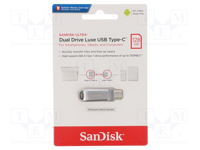 PENDRIVE - USB 3.1 - 128GB - R: 150MB/S - ULTRA DUAL DRIVE LUXE - USB muistit - SDDDC4-128G-G46 - 1