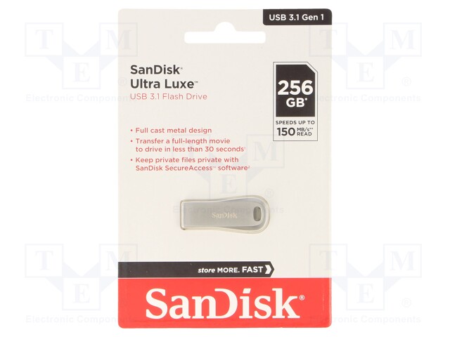 PENDRIVE - USB 3.2 - 256GB - R: 150MB/S - ULTRA LUXE - HOPEA - USB A - USB muistit - SDCZ74-256G-G46 - 1