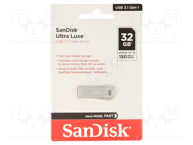 PENDRIVE - USB 3.1 - 32GB - R: 150MB/S - ULTRA LUXE - HOPEA - USB A - USB muistit - SDCZ74-032G-G46 - 1