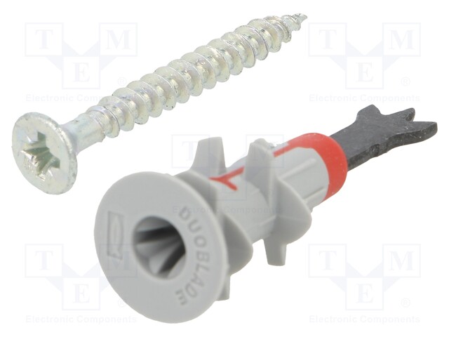 PIN - WITH SCREW - DUOBLADE - 25PCS - PIN MATERIAL: PLASTIC - DRYWALL - Ruuvit - muut - FISCHER-545676 - 1