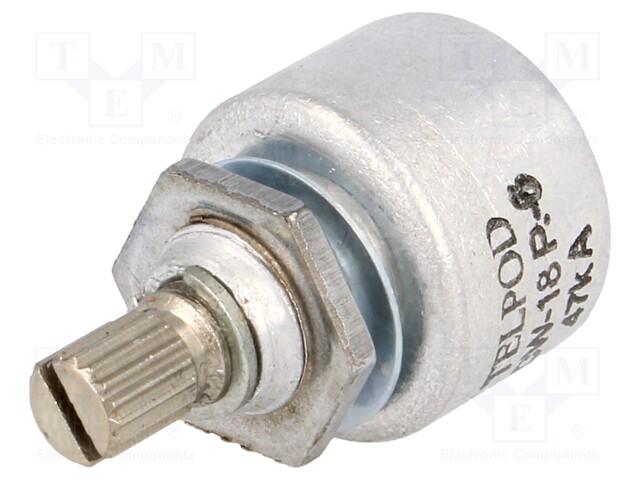 POTENTIOMETRI: AKSIAALINEN - YKSIKIERROS - 47KOHM - 1W - ±20% - 6MM - THT - Cermet potentiometrit - CW-18-47K-P6 - 1