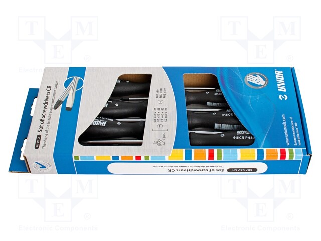 SCREWDRIVER: UNIVERSAL-SET - PHILLIPS,SLOT - CR - 7PCS - 607CS7CR - Ruuvimeisselit ja sarjat - UNIOR-617026 - 1