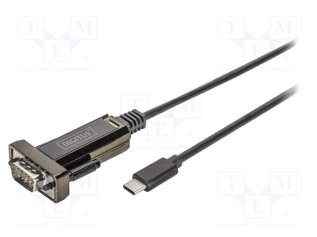USB-RS232 MUUNNIN - D-SUB 9PIN PISTOKE,USB C PISTOKE - 1M - Tietokonekaapelit ja -adapterit - DA-70166 - 1