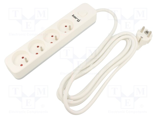 VERKKOJATKOKAAPELI - 3X1,5MM2 - PISTORASIAT: 4 - PVC - VALKOINEN - 3M - Jatkojohdot ja -haaroittimet - KERG-M02396 - 1