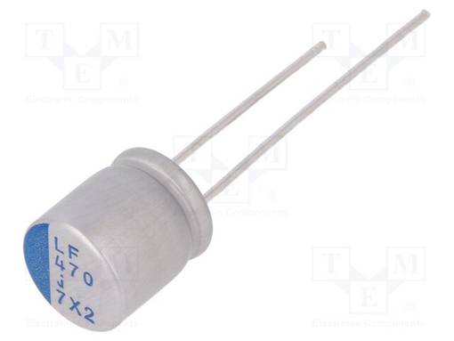 KONDENSAATTORI: POLYMEERI-LOW ESR - 470UF - 6,3VDC - ESR: 7MOHM - PLF - THT-polymeerikondensaattorit - PLF0J471MCO6 - 1