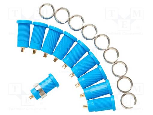LABORATORY CONNECTOR: 4MM BANANA - SOCKET - 1KV - 25A - BLUE - ON PANEL - Banaanijatkoliittimet - POM-5931-6 - 1