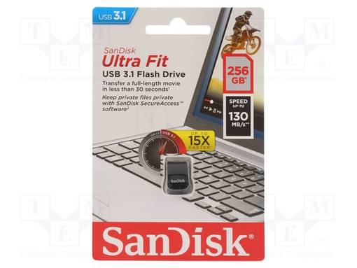 PENDRIVE - USB 3.2 - 256GB - R: 130MB/S - ULTRA FIT - USB A - USB muistit - SDCZ430-256G-G46 - 1