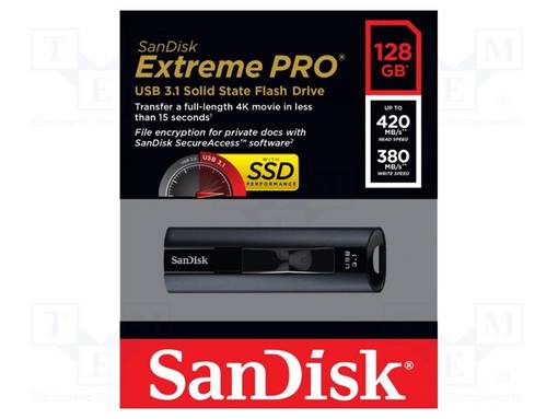 PENDRIVE - USB 3.2 - 128GB - EXTREME PRO - MUSTA - USB A - USB muistit - SDCZ880-128G-G46 - 1