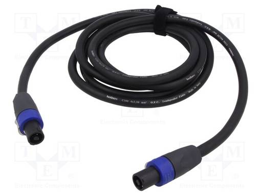 KAAPELI - SPEAKON NAARAS 4PIN,MOLEMMIN PUOLIN - 6M - MUSTA - PVC - Muut audio-videokaapelit - TAS-RF526 - 1