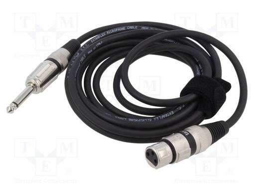 KAAPELI - JACK 6,3 MM 2PIN PISTOKE,XLR NAARAS 3PIN - 6M - MUSTA - Muut audio-videokaapelit - TAS-TK236 - 1