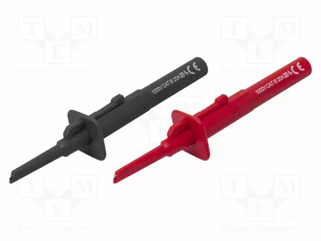 MITTAUSKOUKKU - 20A - MUSTA,PUNAINEN - 121,2MM - 2KPL - Testauskoukut - CT4386 - 1