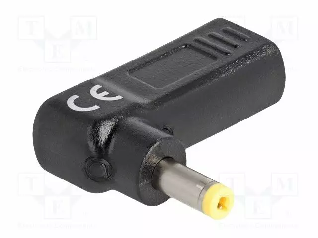 ADAPTERI - USB C RASIA,DC 4,8/1,7 LIITIN - MUSTA - KULMA- 3A - DC virtakaapelit - DELOCK-60006 - 1