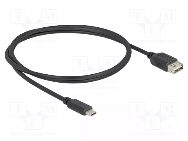 CABLE - USB 2.0 - USB A DOUBLE SIDED SOCKET,USB C PLUG - 1M - MUSTA - USB kaapelit ja adapterit - DELOCK-81536 - 1