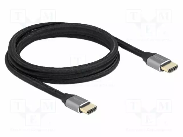 KAAPELI - HDMI-PISTOKE,MOLEMMIN PUOLIN - TEKSTIILI - PIT: 2M - MUSTA - HDMI, DVI, DisplayPort johdot - DELOCK-83996 - 1