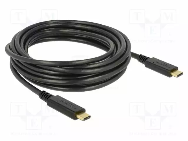 KAAPELI - USB 2.0 - USB C PISTOKE,MOLEMMIN PUOLIN - 4M - MUSTA - 5A - USB kaapelit ja adapterit - DELOCK-85206 - 1
