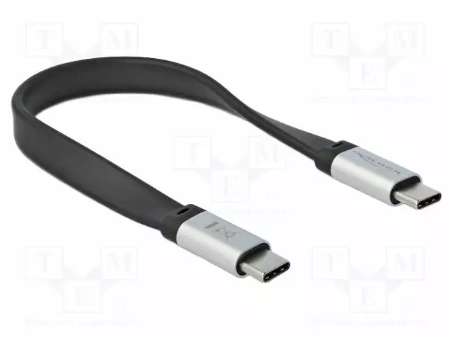 KAAPELI - USB C PISTOKE,MOLEMMIN PUOLIN - 0,22M - MUSTA - 10GBPS - 3A - USB kaapelit ja adapterit - DELOCK-85926 - 1