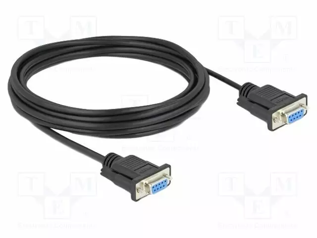 KAAPELI - D-SUB 9PIN RASIA,MOLEMMIN PUOLIN - PVC - PIT: 5M - MUSTA - Tietokonekaapelit ja -adapterit - DELOCK-86826 - 1