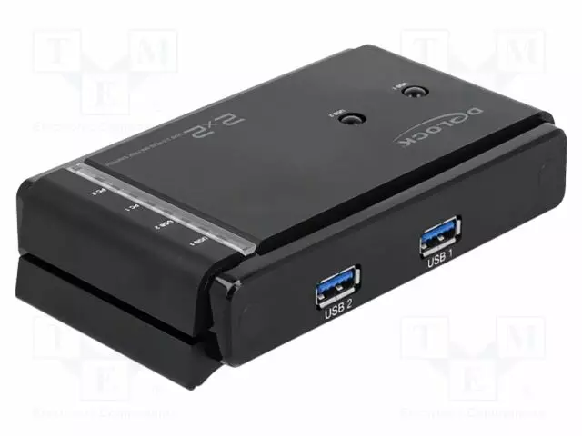 SWITCH - MUSTA - METALLI - LÄHTÖ: USB A RASIA X2 - PORTTIEN LUKU: 5 - USB kaapelit ja adapterit - DELOCK-87736 - 1