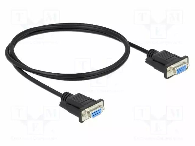 KAAPELI - D-SUB 9PIN RASIA,MOLEMMIN PUOLIN - PVC - PIT: 1M - MUSTA - Tietokonekaapelit ja -adapterit - DELOCK-87786 - 1
