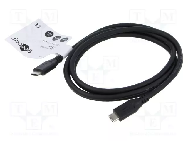 KAAPELI - USB 4.0 - USB C PISTOKE,MOLEMMIN PUOLIN - 1,5M - MUSTA - USB kaapelit ja adapterit - GOOBAY-74196 - 1