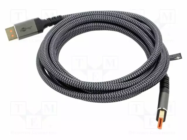 KAAPELI - DISPLAYPORT-PISTOKE,MOLEMMIN PUOLIN - TEKSTIILI - PIT: 3M - HDMI, DVI, DisplayPort johdot - GOOBAY-75686 - 1