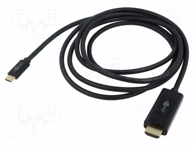 KAAPELI - DISPLAYPORT-PISTOKE,USB C PISTOKE - PVC - 3M - MUSTA - HDMI, DVI, DisplayPort johdot - GOOBAY-75706 - 1