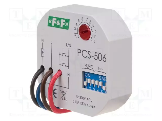 AUTOMATION MODULE: TIMER - 0,1S÷24DAYS - NO - 10A - 230VAC - WALL MOUNT - Aikareleet ja ajastimet - PCS-506 - 1