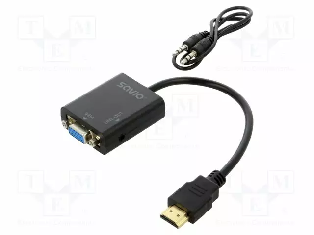 HDMI ADAPTERI -PISTOKE,3,5MM JAKKI,VGA NAARASLIITIN - HDMI, DVI, DisplayPort johdot - SAVAK-76 - 1