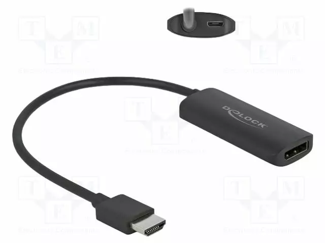 ADAPTERI - DISPLAYPORT 1.2,HIGH SPEED - 0,24M - MUSTA - MUSTA - HDMI, DVI, DisplayPort johdot - DELOCK-63206 - 1