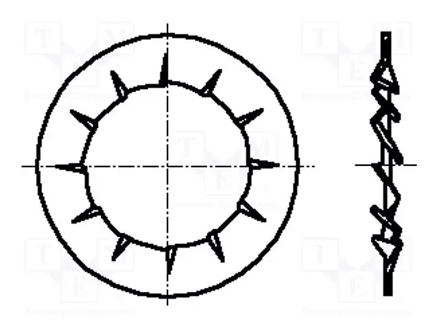 ALUSLEVY - KARTIOMAINEN - M4 - D=8MM - H=1,85MM - JOUSITERÄS - DIN 6798V - Aluslevyt ja prikat - B4BN786 - 1