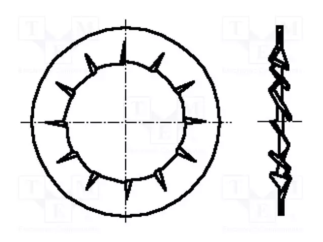 ALUSLEVY - SISÄLTÄ HAMMASTETTU - M3 - D=6MM - H=0,4MM - DIN 6798J - Aluslevyt ja prikat - B3BN676 - 1