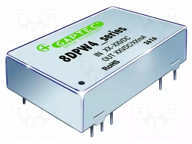 DC/DC MUUNNIN - 8W - TULOJÄNNITE 9÷36VDC - LÄHTÖJÄNNITE 3,3VDC - ILÄH: 2424MA - THT - DC/DC muuntimet - 8DPW4-2403S1.6 - 1