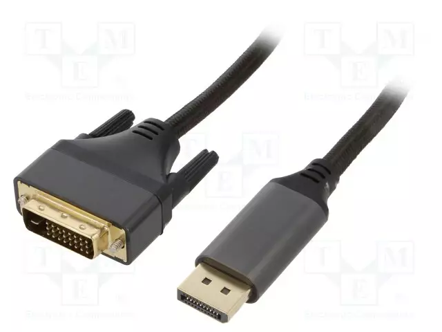 KAAPELI - DISPLAYPORT-PISTOKE,DVI-D (24+1) PISTOKE - TEKSTIILI - HDMI, DVI, DisplayPort johdot - CC-DPM-DVIM-4K-6 - 1